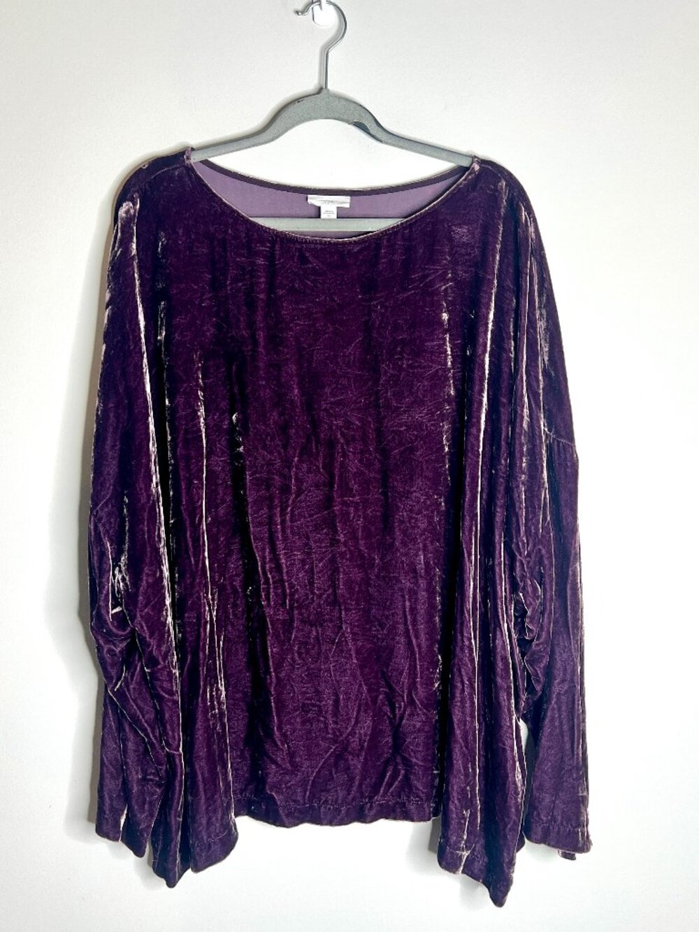 J. Jill Purple Crushed Velvet Silk Blend Boat Neck Flowy Top Boho Whimsigoth 4X